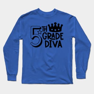 5th Grade Diva Cute Kids Girls School Back to School Long Sleeve T-Shirt